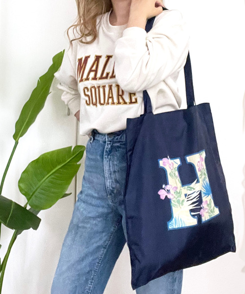 Jessica Miyuki(ジェシカミユキ)の「Jessica Miyuki/ジェシカミユキ イニシャルエコバッグ 2221S31286-003(エコバッグ/サブバッグ・レディース・チャコールグレー/ブラック/パープル/ネイビー/カーキ/ピンク/ブルー/ベビーピンク・FREE)」の4枚目の写真
