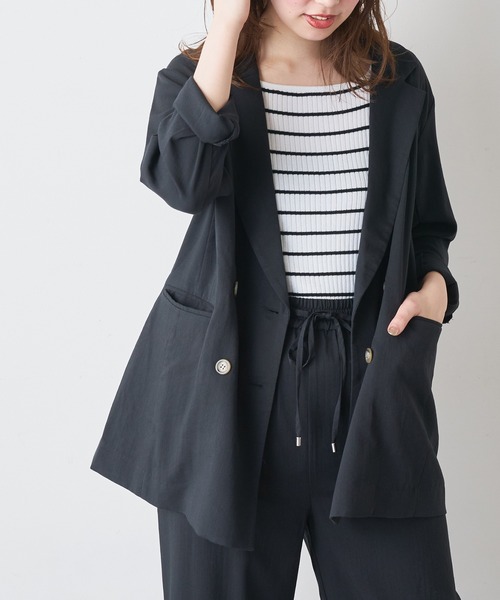 natural couture（ナチュラルクチュール）の「さらっと着れるリネンライクジャケット（その他アウター・レディース・ブラック/ミント/ライトベージュ・FREE）」の2枚目の写真