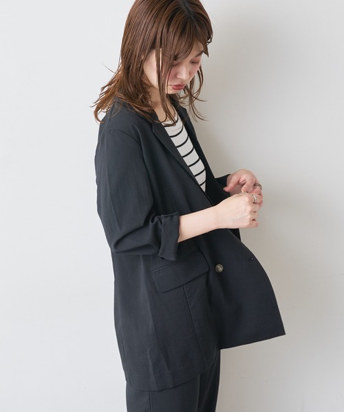 natural couture（ナチュラルクチュール）の「さらっと着れるリネンライクジャケット（その他アウター・レディース・ブラック/ミント/ライトベージュ・FREE）」の5枚目の写真