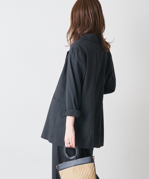 natural couture（ナチュラルクチュール）の「さらっと着れるリネンライクジャケット（その他アウター・レディース・ブラック/ミント/ライトベージュ・FREE）」の6枚目の写真