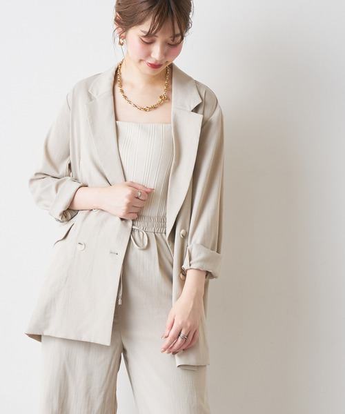 natural couture（ナチュラルクチュール）の「さらっと着れるリネンライクジャケット（その他アウター・レディース・ブラック/ミント/ライトベージュ・FREE）」の9枚目の写真