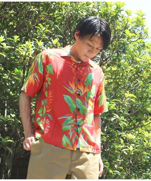 Grand PARK（グランドパーク）の「HILOHATTIバードオブパラダイスアロハシャツ（シャツ/ブラウス・メンズ・ホワイト/レッド・SMALL/X-SMALL）」の3枚目の写真