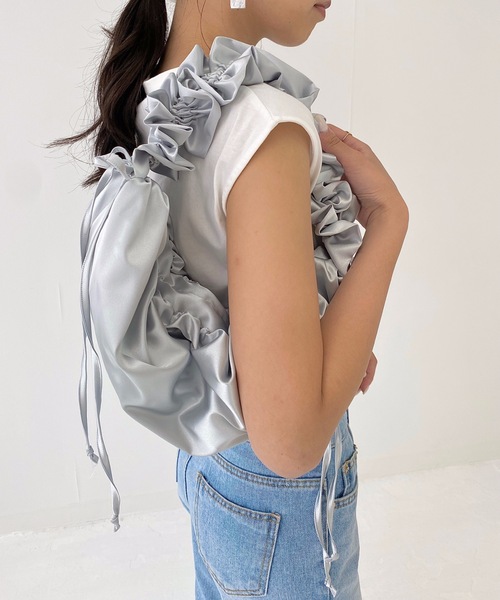 StyleSea（スタイルシー）の「シャーリングショルダーバッグ（ショルダーバッグ・レディース・ブラック/アイボリー/シルバー/ラベンダー・FREE）」の6枚目の写真