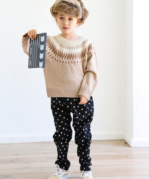 pairmanon（ペアマノン）の「【ママとおそろい】 ユニセックスクルーネックアーガイル柄長袖ニットプルオーバー（ニット/セーター・キッズ・ベージュ/アイボリー・140/110/100/90/150/120/130）」の10枚目の写真