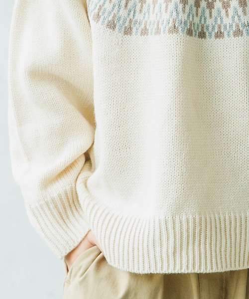pairmanon（ペアマノン）の「【ママとおそろい】 ユニセックスクルーネックアーガイル柄長袖ニットプルオーバー（ニット/セーター・キッズ・ベージュ/アイボリー・140/110/100/90/150/120/130）」の7枚目の写真