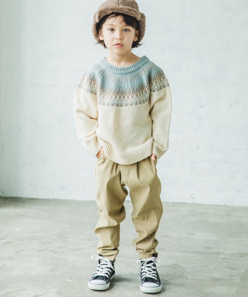 pairmanon（ペアマノン）の「【ママとおそろい】 ユニセックスクルーネックアーガイル柄長袖ニットプルオーバー（ニット/セーター・キッズ・ベージュ/アイボリー・140/110/100/90/150/120/130）」の8枚目の写真