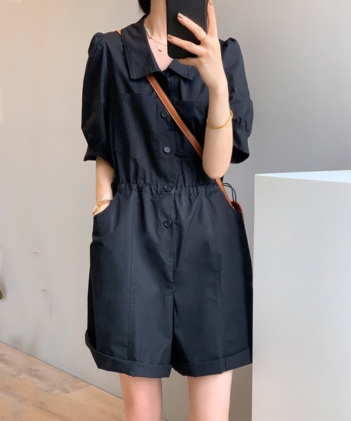 aimoha(アイモハ)の「リラックスオールインワン(つなぎ/オールインワン・レディース・ブラック/ベージュ・MEDIUM/LARGE)」の2枚目の写真