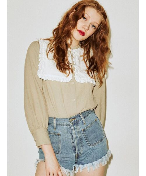 jouetie(ジュエティ)の「【2WAY】スタンドカラーブラウス(シャツ/ブラウス・レディース・ブラック/ブルー/その他1/オフホワイト・MEDIUM)」の1枚目の写真