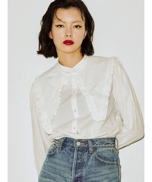 jouetie(ジュエティ)の「【2WAY】スタンドカラーブラウス(シャツ/ブラウス・レディース・ブラック/ブルー/その他1/オフホワイト・MEDIUM)」の2枚目の写真