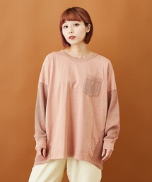 CUBE SUGAR（キューブシュガー）の「ワッフル天竺ピグメント切替ポケット付きプルオーバー（Tシャツ/カットソー）」