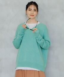 green label relaxing | LAUNDRY W/N Vネック プルオーバー ニット ボーダー -ウォッシャブル-(ニット/セーター)