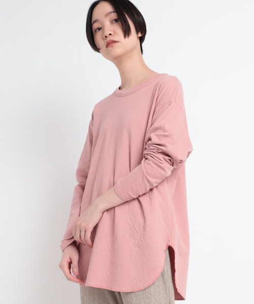 Audition(オーディション)の「M1726 オーガニック接結天竺デザインスリーブプルオーバー(Tシャツ/カットソー・レディース・ダークベージュ/ベビーピンク/オフホワイト・MEDIUM)」の1枚目の写真