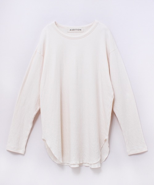 Audition(オーディション)の「M1726 オーガニック接結天竺デザインスリーブプルオーバー(Tシャツ/カットソー・レディース・ダークベージュ/ベビーピンク/オフホワイト・MEDIUM)」の2枚目の写真