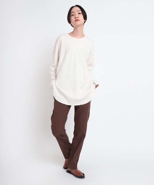 Audition(オーディション)の「M1726 オーガニック接結天竺デザインスリーブプルオーバー(Tシャツ/カットソー・レディース・ダークベージュ/ベビーピンク/オフホワイト・MEDIUM)」の16枚目の写真