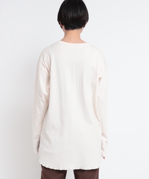 Audition(オーディション)の「M1726 オーガニック接結天竺デザインスリーブプルオーバー(Tシャツ/カットソー・レディース・ダークベージュ/ベビーピンク/オフホワイト・MEDIUM)」の9枚目の写真