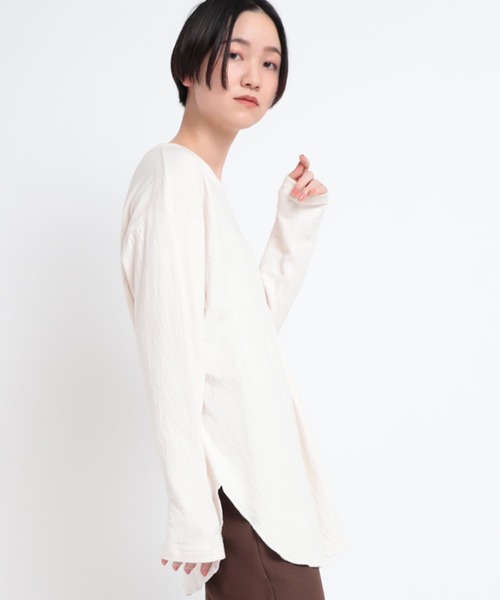 Audition(オーディション)の「M1726 オーガニック接結天竺デザインスリーブプルオーバー(Tシャツ/カットソー・レディース・ダークベージュ/ベビーピンク/オフホワイト・MEDIUM)」の11枚目の写真