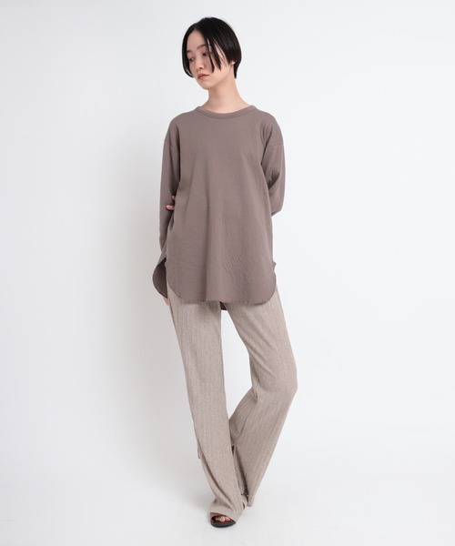 Audition(オーディション)の「M1726 オーガニック接結天竺デザインスリーブプルオーバー(Tシャツ/カットソー・レディース・ダークベージュ/ベビーピンク/オフホワイト・MEDIUM)」の19枚目の写真