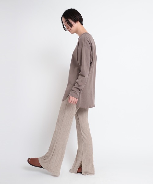 Audition(オーディション)の「M1726 オーガニック接結天竺デザインスリーブプルオーバー(Tシャツ/カットソー・レディース・ダークベージュ/ベビーピンク/オフホワイト・MEDIUM)」の12枚目の写真