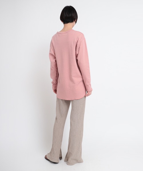 Audition(オーディション)の「M1726 オーガニック接結天竺デザインスリーブプルオーバー(Tシャツ/カットソー・レディース・ダークベージュ/ベビーピンク/オフホワイト・MEDIUM)」の8枚目の写真