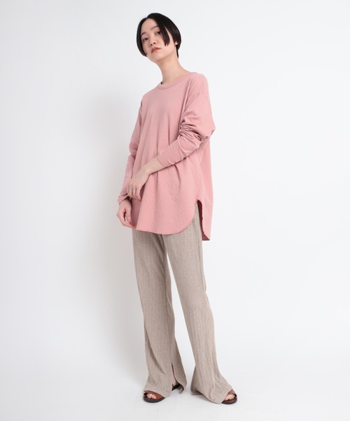 Audition(オーディション)の「M1726 オーガニック接結天竺デザインスリーブプルオーバー(Tシャツ/カットソー・レディース・ダークベージュ/ベビーピンク/オフホワイト・MEDIUM)」の5枚目の写真