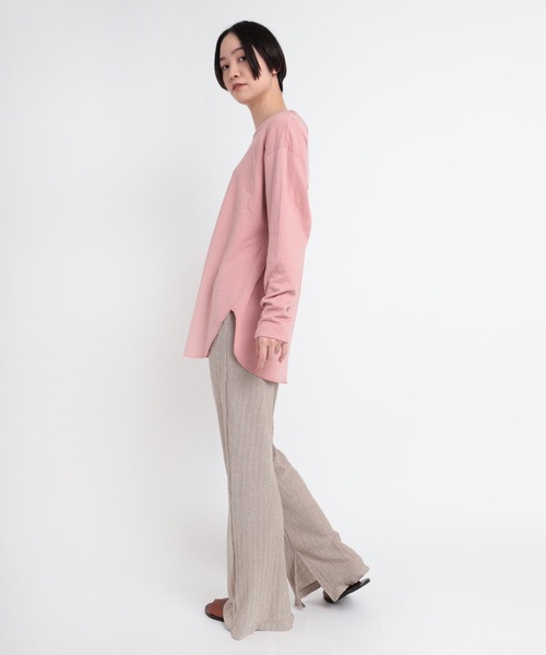 Audition(オーディション)の「M1726 オーガニック接結天竺デザインスリーブプルオーバー(Tシャツ/カットソー・レディース・ダークベージュ/ベビーピンク/オフホワイト・MEDIUM)」の6枚目の写真