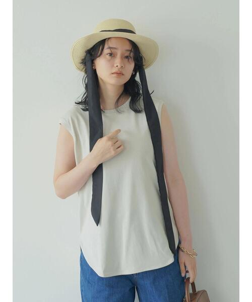 AMERICAN HOLIC（アメリカンホリック）の「裾ラウンドノースリーブカットプルオーバー（Tシャツ/カットソー・レディース・ブラック/グレイッシュベージュ/ブルー系その他2/その他7・L/S/M）」の6枚目の写真