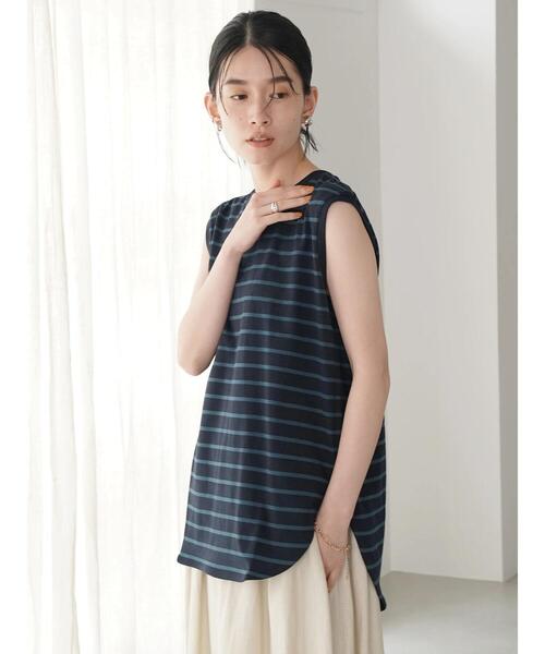 AMERICAN HOLIC（アメリカンホリック）の「裾ラウンドノースリーブカットプルオーバー（Tシャツ/カットソー・レディース・ブラック/グレイッシュベージュ/ブルー系その他2/その他7・L/S/M）」の11枚目の写真