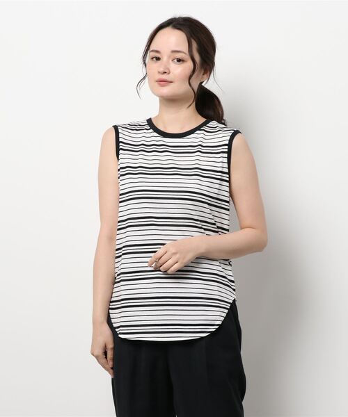 AMERICAN HOLIC（アメリカンホリック）の「裾ラウンドノースリーブカットプルオーバー（Tシャツ/カットソー・レディース・ブラック/グレイッシュベージュ/ブルー系その他2/その他7・L/S/M）」の8枚目の写真