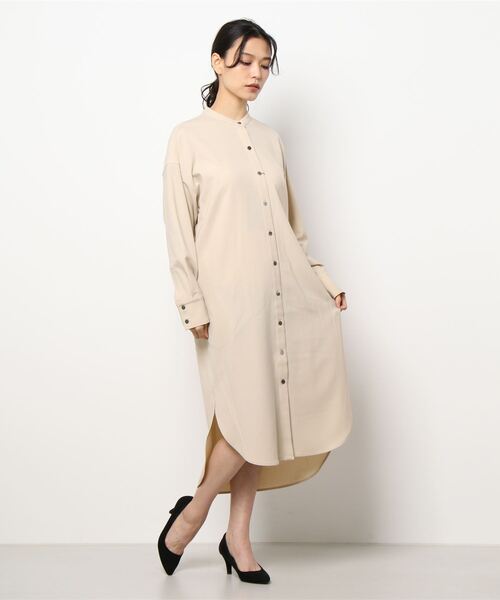 N.O.R.C by the line（ノークバイザライン）の「バンドカラーシャツワンピース（シャツワンピース・レディース・ベージュ/ブラック/ピンク/アッシュブラウン・L/S/M）」の6枚目の写真