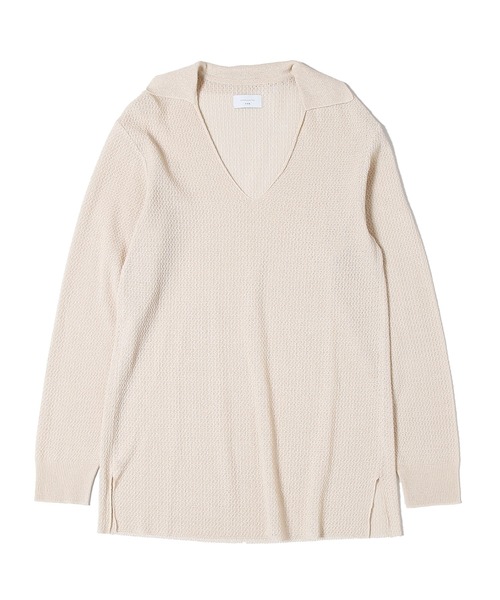 UNDECORATED（アンデコレイテッド）の「UNDECORATED アンデコレイテッド / WASHI KNIT TOP 和紙 オーバーサイズ  スキッパー 深Vネックニット（セットアップ） / UDS22804（ニット/セーター・レディース・ブラック/ベージュ・FREE）」の22枚目の写真