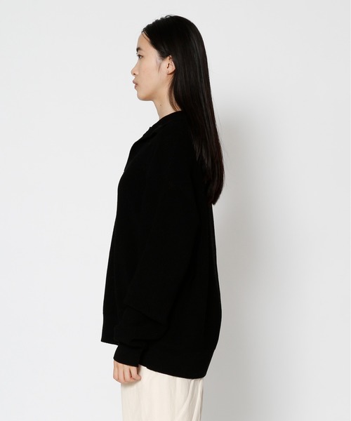 UNDECORATED（アンデコレイテッド）の「UNDECORATED アンデコレイテッド / WASHI KNIT TOP 和紙 オーバーサイズ  スキッパー 深Vネックニット（セットアップ） / UDS22804（ニット/セーター・レディース・ブラック/ベージュ・FREE）」の13枚目の写真