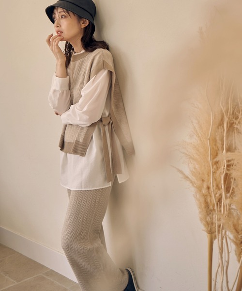 ikka（イッカ）の「ヘリンボーンニットパンツ（その他パンツ・レディース・チャコールグレー/ベージュ・M）」の12枚目の写真