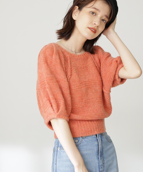 N.（N. Natural Beauty Basic）（エヌエヌナチュラルビューティーベーシック）の「◆モヘア混コンパクトニット（ニット/セーター・レディース・オフホワイト/ブルー/ピンク・MEDIUM）」の3枚目の写真