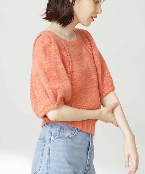 N.（N. Natural Beauty Basic）（エヌエヌナチュラルビューティーベーシック）の「◆モヘア混コンパクトニット（ニット/セーター・レディース・オフホワイト/ブルー/ピンク・MEDIUM）」の9枚目の写真