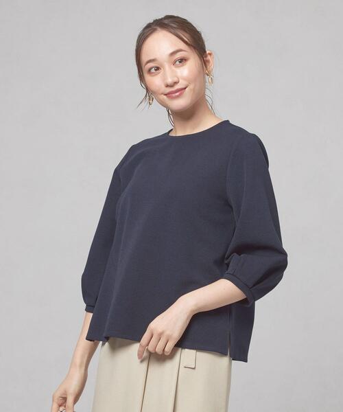 closet story（クローゼットストーリー）の「＜closet story（クローゼットストーリー）＞ピケ タックスリーブ カットソー（Tシャツ/カットソー・レディース・ネイビー/オフホワイト/ライム・FREE）」の3枚目の写真