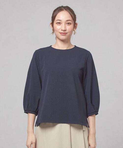 closet story（クローゼットストーリー）の「＜closet story（クローゼットストーリー）＞ピケ タックスリーブ カットソー（Tシャツ/カットソー・レディース・ネイビー/オフホワイト/ライム・FREE）」の8枚目の写真