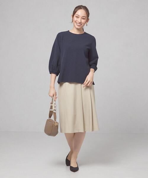 closet story（クローゼットストーリー）の「＜closet story（クローゼットストーリー）＞ピケ タックスリーブ カットソー（Tシャツ/カットソー・レディース・ネイビー/オフホワイト/ライム・FREE）」の7枚目の写真