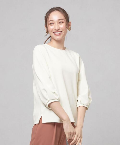 closet story（クローゼットストーリー）の「＜closet story（クローゼットストーリー）＞ピケ タックスリーブ カットソー（Tシャツ/カットソー・レディース・ネイビー/オフホワイト/ライム・FREE）」の5枚目の写真