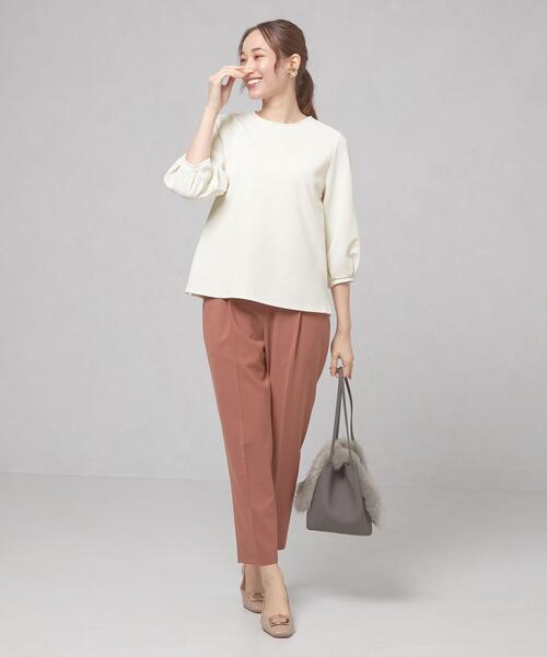 closet story（クローゼットストーリー）の「＜closet story（クローゼットストーリー）＞ピケ タックスリーブ カットソー（Tシャツ/カットソー・レディース・ネイビー/オフホワイト/ライム・FREE）」の4枚目の写真