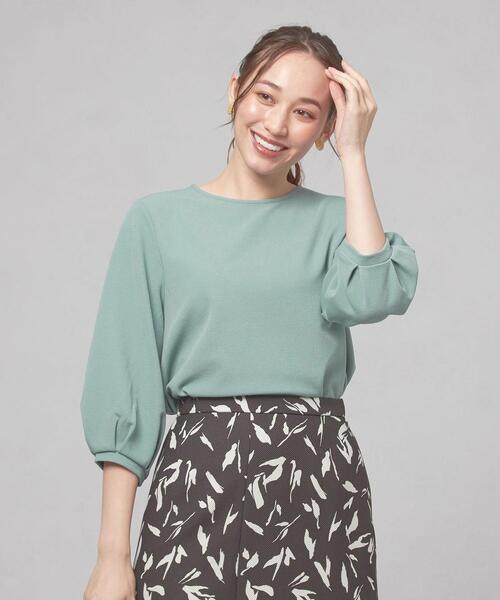 closet story（クローゼットストーリー）の「＜closet story（クローゼットストーリー）＞ピケ タックスリーブ カットソー（Tシャツ/カットソー・レディース・ネイビー/オフホワイト/ライム・FREE）」の12枚目の写真