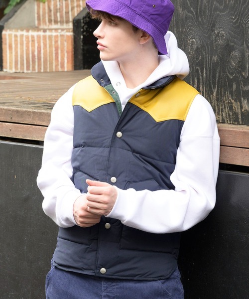 ８(eight)（エイト）の「ウエスタン切替ベスト（ダウンベスト・メンズ・ブラック/ベージュ/ネイビー/グレー/ワインレッド・MEDIUM/LARGE/X-LARGE）」の4枚目の写真