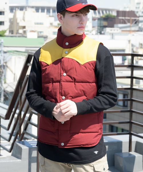 ８(eight)（エイト）の「ウエスタン切替ベスト（ダウンベスト・メンズ・ブラック/ベージュ/ネイビー/グレー/ワインレッド・MEDIUM/LARGE/X-LARGE）」の5枚目の写真