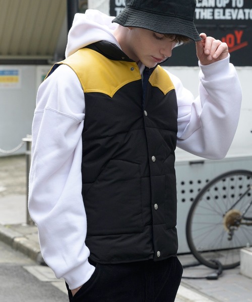 ８(eight)（エイト）の「ウエスタン切替ベスト（ダウンベスト・メンズ・ブラック/ベージュ/ネイビー/グレー/ワインレッド・MEDIUM/LARGE/X-LARGE）」の14枚目の写真