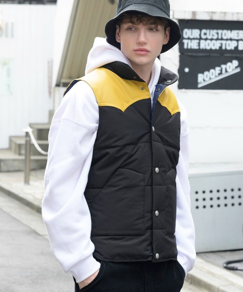 ８(eight)（エイト）の「ウエスタン切替ベスト（ダウンベスト・メンズ・ブラック/ベージュ/ネイビー/グレー/ワインレッド・MEDIUM/LARGE/X-LARGE）」の13枚目の写真