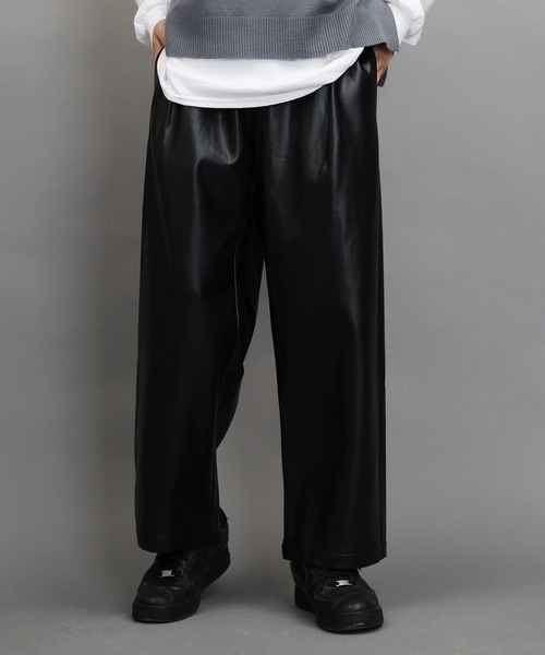 Air Tokyo（エアートウキョー）の「ビーガンレザー ルーズ ワイドパンツ（その他パンツ・メンズ・ブラック・MEDIUM/LARGE）」の5枚目の写真