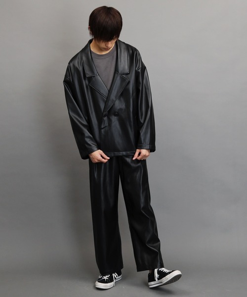 Air Tokyo（エアートウキョー）の「ビーガンレザー ルーズ ワイドパンツ（その他パンツ・メンズ・ブラック・MEDIUM/LARGE）」の3枚目の写真