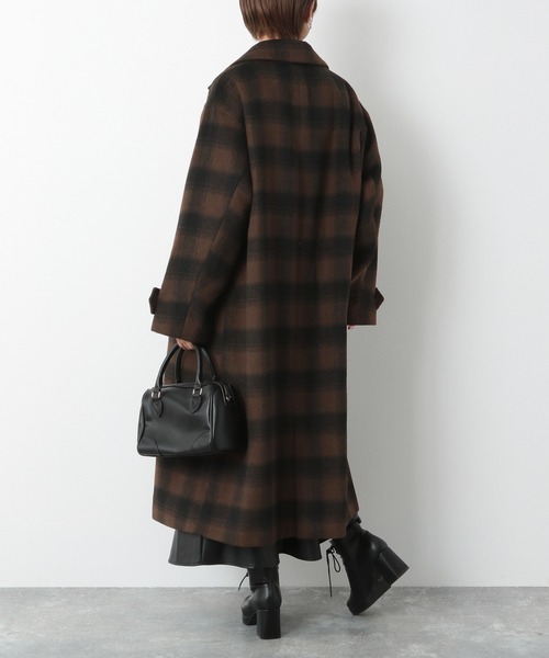 Heather（ヘザー）の「アソートチェック柄チェスターコート　215262（チェスターコート・レディース・ブラック系/ブラウン系/グリーン系・FREE）」の4枚目の写真