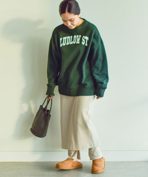 BEAMS LIGHTS（ビームスライツ）の「BEAMS LIGHTS / テレコ リブ スカート パンツ セット（スカート・レディース・ブラウン系その他2/オリーブ・ONE SIZE）」の14枚目の写真