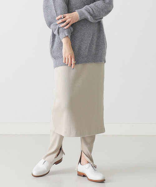 BEAMS LIGHTS（ビームスライツ）の「BEAMS LIGHTS / テレコ リブ スカート パンツ セット（スカート・レディース・ブラウン系その他2/オリーブ・ONE SIZE）」の8枚目の写真