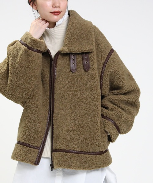 HONEYSUCKLE ROSE（ハニーサックルローズ）の「【HONEYSUCKLE ROSE】B-3ボアジャケット（その他アウター・レディース・ブラック/オフホワイト/ライトブラウン・L/M）」の15枚目の写真